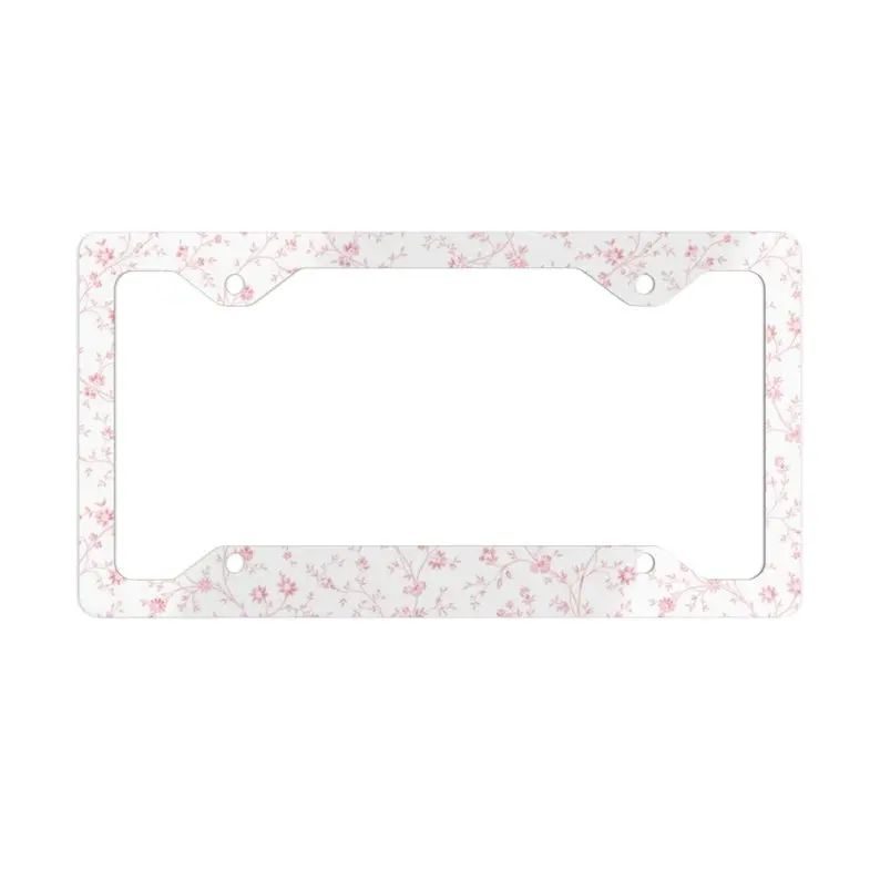 Coquette Pink Floral Metal License Plate Frame
