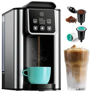 Single Serve Coffee Maker, Hot And Iced Coffee Machine For Ground Coffee, 6 To 14 Oz Brew Sizes, With 50 Oz Large Water Tank, Removable Drip Tray, Stainless Steel.