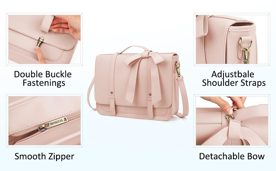 ECOSUSI Backpack for Women Summer Garden Romance Bow Briefcase Messenger Laptop Bag Vegan Leather Satchel Work Bags Fits 15.6 inch Laptops
