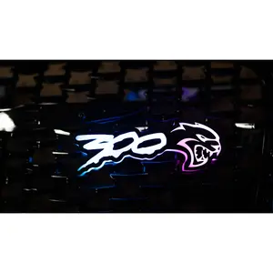 Habibis Carbon Flow Series 300 Cat Front Emblem Lights with Full RGB Chasing Modes App Controlled Weather Resistant OEM Fit Plug and Play for MOPAR Chrysler Car Stickers and Decals