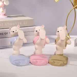 Cute Raised-Paw Bear Phone Stand, Supports Your Phone, Desktop Ornament, Creative Cartoon Support Stand, Healing Home Decor