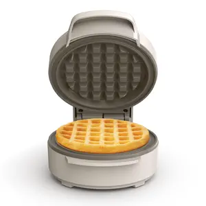 Snack-n-store Mini Waffle Maker  Evergood Ceramic Nonstick Coating Cord Wrap Ready Light & Cool Touch Handles Stackable Design Customizable Plates 350 Watt Oatmilk