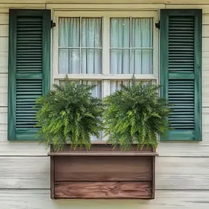 Two sets of simulated pine needles planters, ultraviolet-resistant imitation pine trees, pine shrubs, Artificial Plants, suitable for outdoor and indoor porch garden decoration, realistic trees, artificial greenery cypress leaf