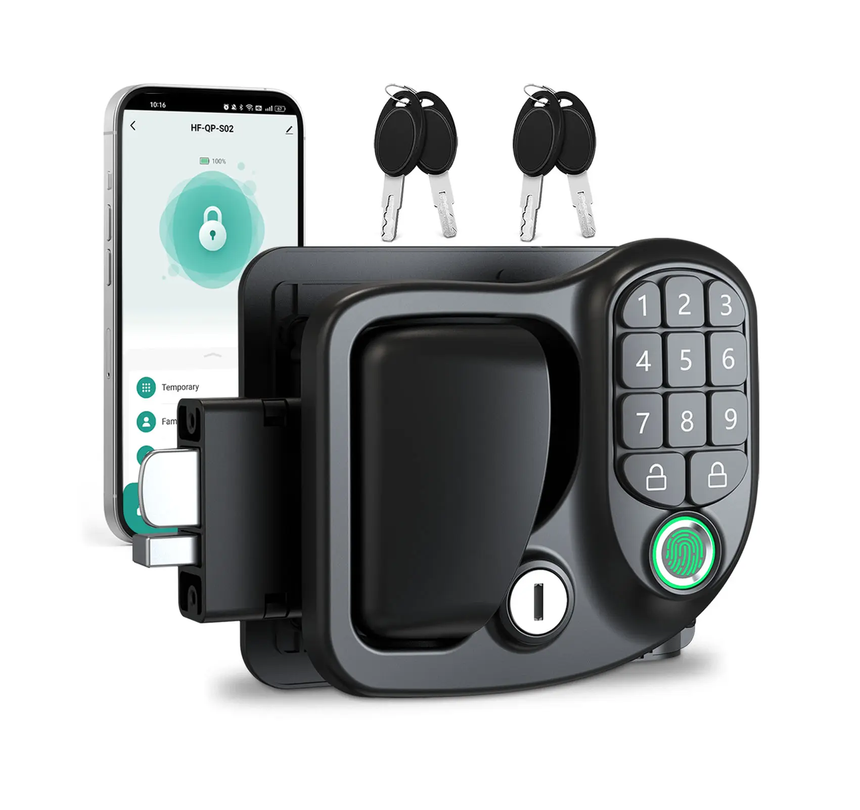 BoltRV 4-in-1 Smart RV Door Lock, RV Lock Keyless Entry with Bluetooth, Fingerprint, Passwords, All Metal RV Door Latch for Camper Trailer Cargo, Travel Trailer Door Lock