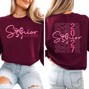 Senior 2027 Sweatshirt, Coquette Bow Graduation Sweater, Class Of 2027 Shirt