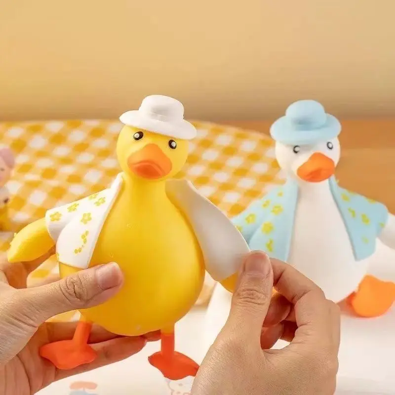 Cute Dress-up Vacation Duck Squishy Toy Slow Rising Stress Relief Fidget Squeeze Toy Kawaii Decompression Gift for Kids Adults Desk Decor