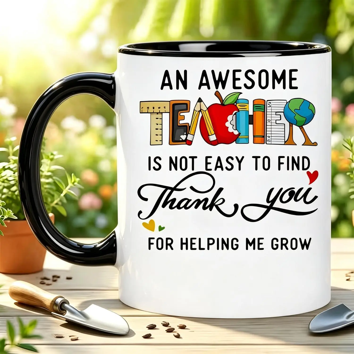 Reusable Ceramic Coffee Cup Suitable for Birthdays, Teacher Gifts, School Supplies, Dishwasher for Coffee & Tea, "An Awesome Teacher Is Not Easy to Find" Appreciation Gift