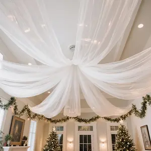 50 Yard Extra Long White Tulle Roll, Sheer Fabric, Decorative Fabric for DIY Wedding Arch, Table Runner, Party Backdrop, Floral & Gift Wrapping Decor