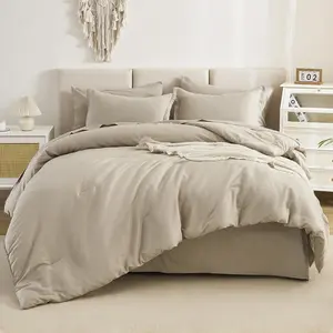 Oversized King Comforter Sets Oatmeal - 7 a Bag Oversized King Comforter Sets, Lightweight with Comforter,, Pillowcases  Shams