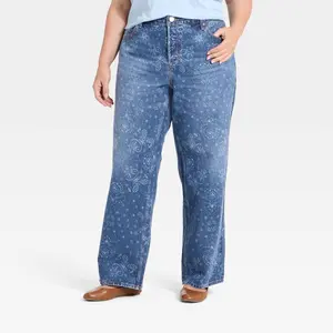 Women's Low-Rise Bandana Baggy Jeans - Universal Thread Medium Wash 17