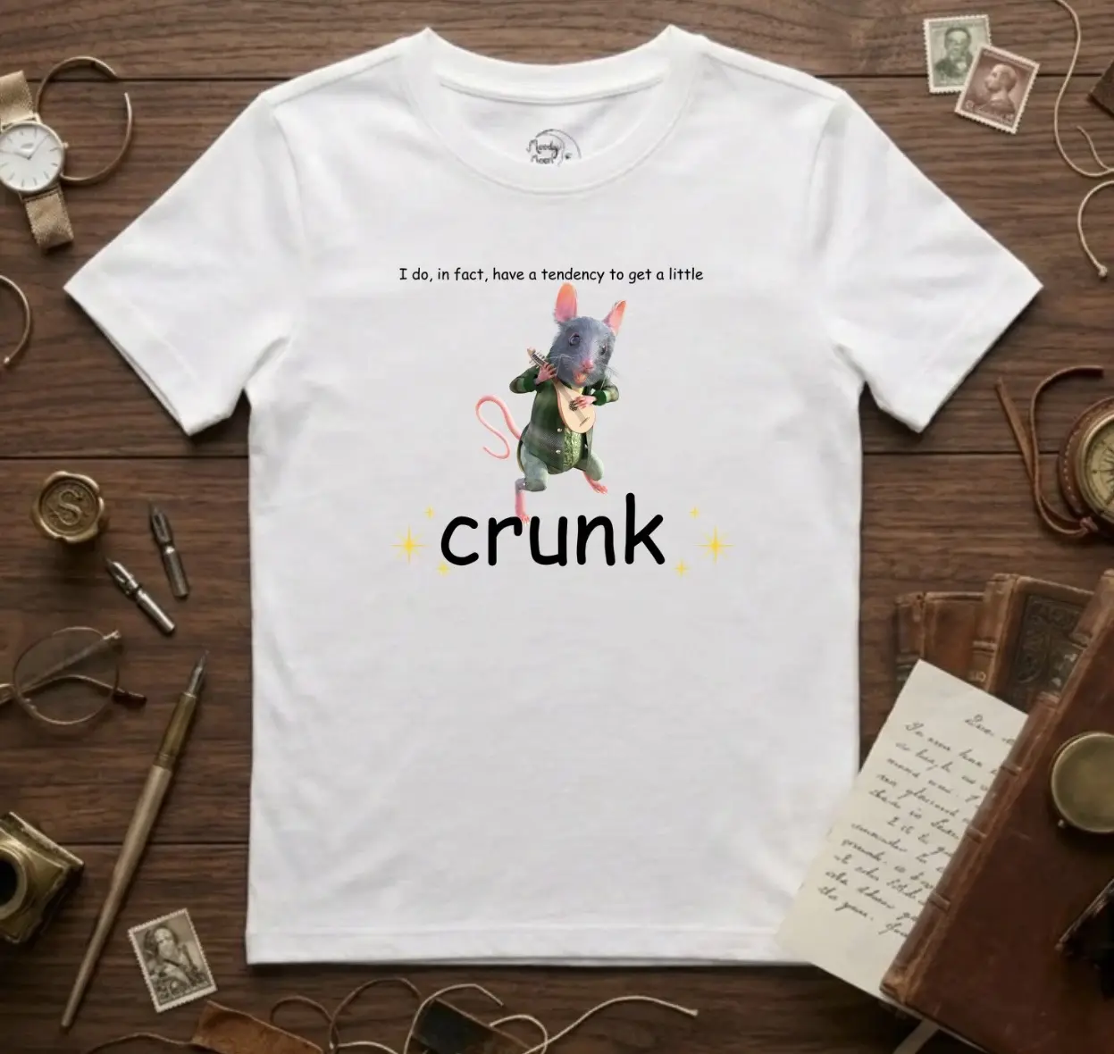 Crunk Mouse Illustration T-Shirt | Meme Shirt | Weird T-Shirt | Random T-Shirt | Cute Music Rat Graphic Tee