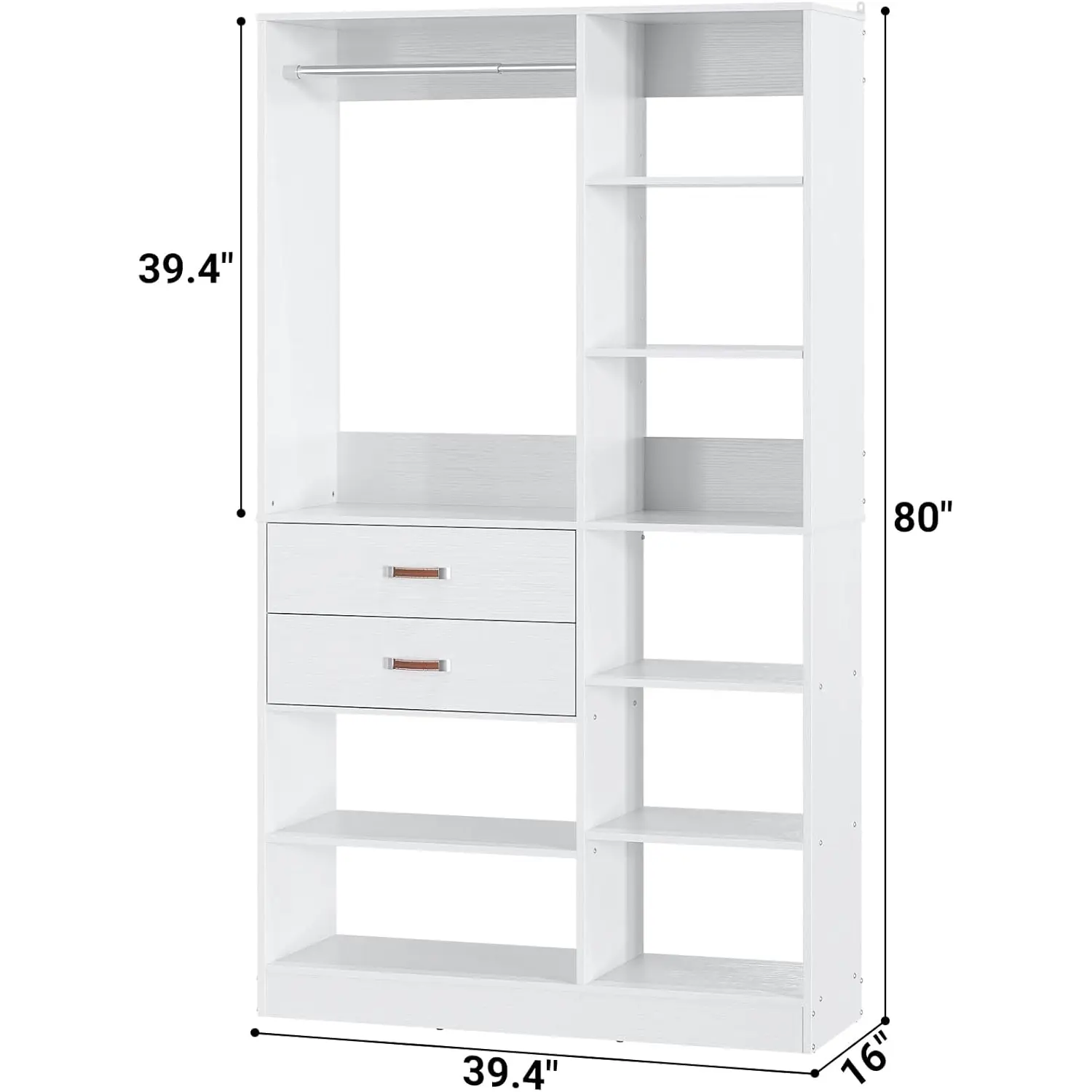 Closet System with 10 Shelves