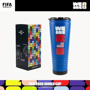 World Cup Water Bottle—Reusable hard plastic and stainless steel water bottle with lid, features a whistle, eco-friendly, drinking cup, portable, cup, bottle, washable, stylish Drinkware Tumbler