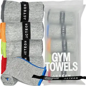 ACTEON Microfiber Quick-Dry Towels 5-Pack Lightweight Odor-Free Gym & Travel Towels for Daily Use with Silver-Ion Tech and Color-Coded Edges