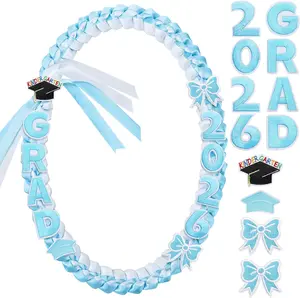 Hotop Kindergarten Graduation Leis with Pins Class of 2026 Kids Money Leis 47.2 Inch Double Braided Necklace for Boy Girl Son Daughter Handmade Graduation Accessories