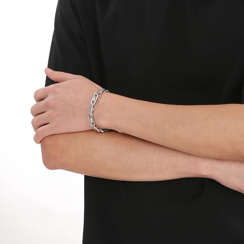 1pc Heavy-Duty Motorcycle Chain Bracelet - Industrial Hip-Hop Jewelry with Interlocking Chains, Unisex Bike Chain Necklace for Men & Women - Edgy Motorcycle, Cycling, Everyday Streetwear - Durable Metallic Finish Gift for Bikers & Urban Fashion Lovers, Mo