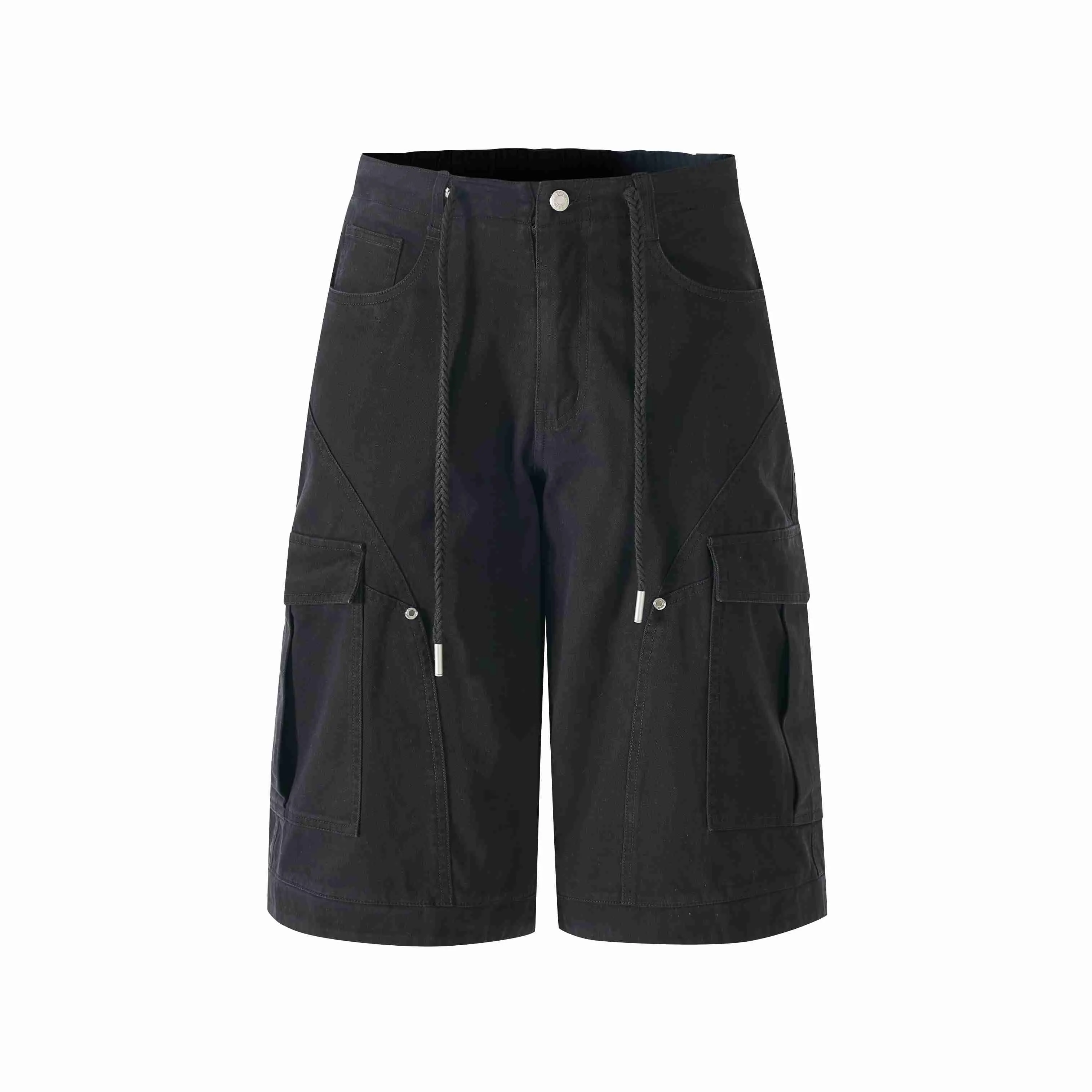 Unisex Cargo Shorts Loose Fit Cotton Utility Cargo Shorts Vintage Washed Multi Pocket Streetwear Casual Knee Length Shorts Summer