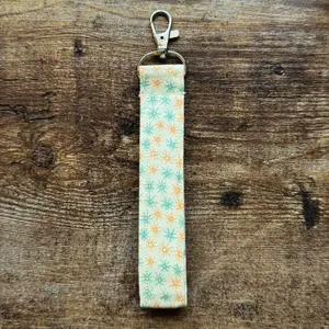 Yellow Sunburst Fabric Keychain Wristlet
