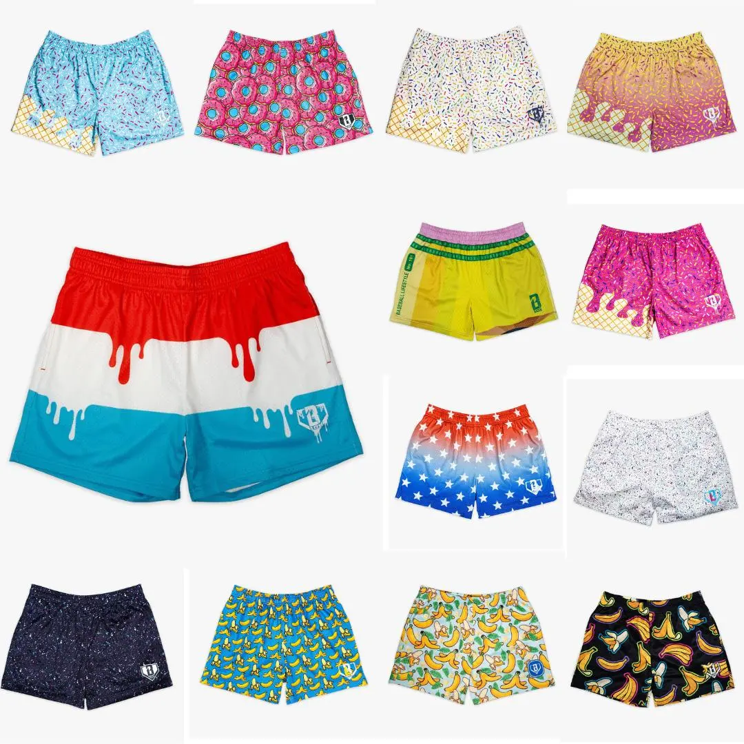 Menswear Ice Cream Mesh Shorts - Lightweight Men's Casual Sports Shorts for Gym, Basketball