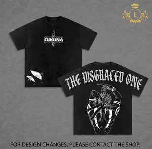 Sukuna “The Disgraced One” Vintage Washed Oversized Gym T-Shirt – Jujutsu Kaisen Anime Graphic Tee, Ryomen Sukuna Curse King Manga Shirt, Streetwear Casual Apparel, Unisex Top, Gift for JJK Fans
