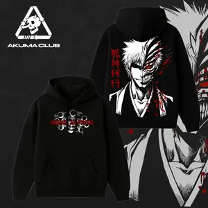 Ichigo Kurosaki Tee – Bleach Soul Reaper Bankai Vintage Heavy Cotton Oversized Anime Manga T-Shirt, Double Printed Retro Unisex Streetwear Graphic Top, Hollow Ichigo Dark Shinigami Edition, Hoodie & T-Shirt Option