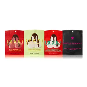 Issei Dark Chocolate Collection 4-Pack - Limited Edition Mochi Gummies in Cherry, Coconut, Peppermint, and Strawberry Flavors