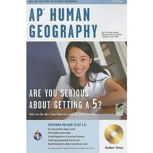 USED Book - AP Human Geography w/ CD-ROM (Advanced Placement (AP) Test Preparation) by Dr. Christian Sawyer (Paperback) - english