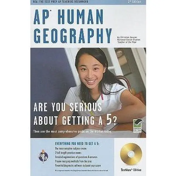 USED Book - AP Human Geography w/ CD-ROM (Advanced Placement (AP) Test Preparation) by Dr. Christian Sawyer (Paperback) - english