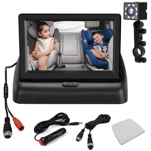 "4.3'' HD Night Vision Baby Car Mirror Smart Baby Monitor For Safety Mirror Crystal Clear Wide Angle View for Real-Time Safety Monitoring