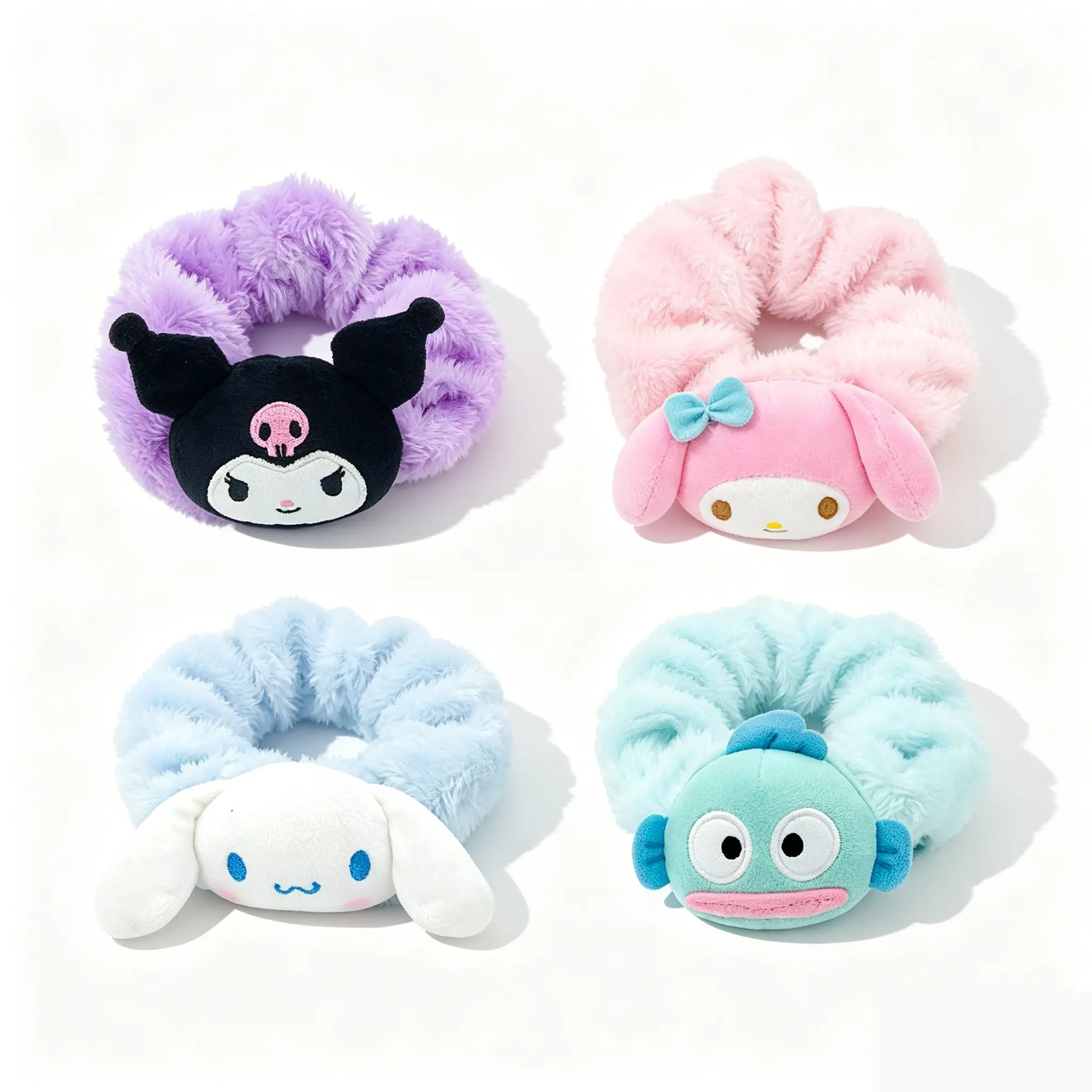 Sanrio Kuromi Melody & Cinnamoroll  Plush Hair Bands - Soft & Cozy Hair Accessories for Kids & Adults - Perfect for Daily Use
