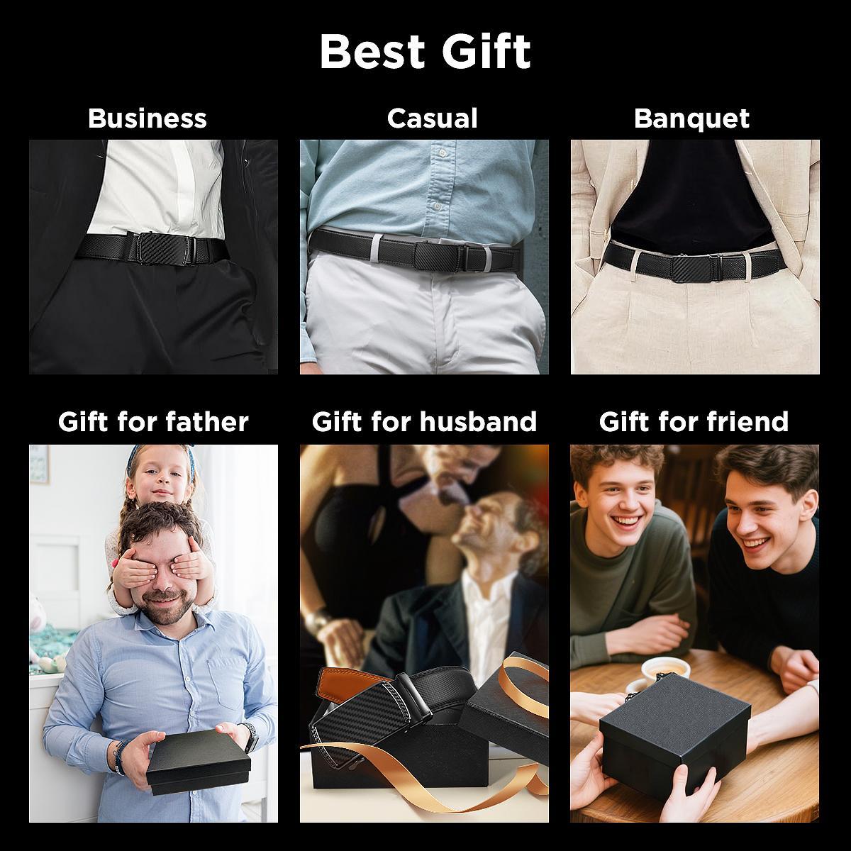 [Can be trimmed]  Mens Belt Leather Ratchet Easy Release Belt For Men Designer Belt Dress and Casual with Adjustable Buckle for Men's Wear Gift Outdoorfun Textured for Birthday Gift/ accessories men/business belt no hole