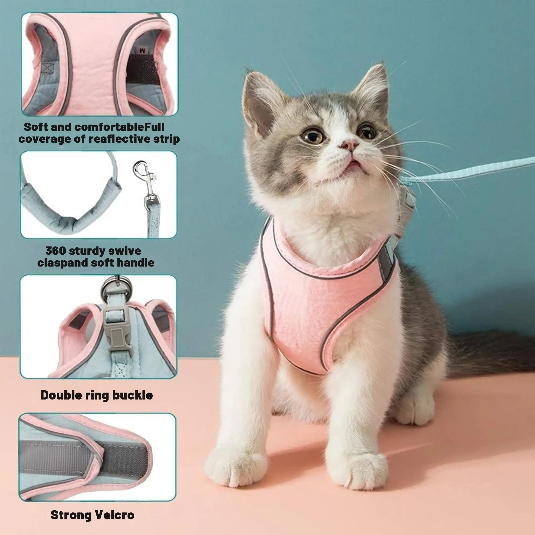[Hipipet] Escape-Proof Cat Harness Vest - Adjustable Leash for Walking Kittens - Comfortable Outdoor Cat Walking Gear, Cats Accessories Pet Products