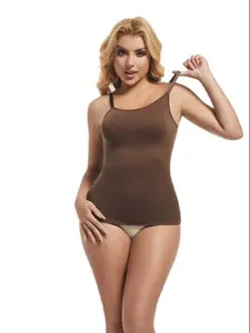 Women's Seamless Knitted Tank Top, Adjustable Shoulder Straps, Body Shaping Slimming Vest, Single Piece Backless Design, Shapewear