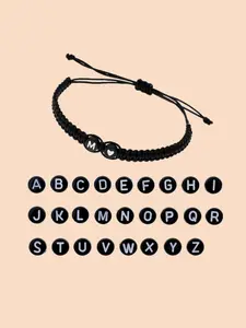 Fashionable Heart Decor Braided Drawstring Bracelet & Alphabet Charm, Casual Trendy Matching Bracelet, Word Bracelets, Fashion Accessories for Women & Men