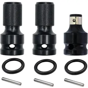3 Pack Impact Wrench to Impact Driver Adapter 1/2 inch Square Drive to 1/4 inch Hex Socket Adapter Quick Release Screwdriver Bits Holders Chunk Converter for 1/2" Cordless Impact Wrench