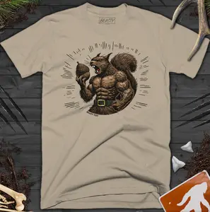Jacked Muscle Squirrel T-Shirt, Buff Squirrel with Acorn Graphic Tee, Buttery Soft Unisex Shirt, For The Gym, Lifting, Workout Lovers, & Health Nuts