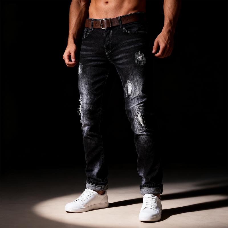 Men's slim-fit jeans - elasticated for comfort and easy daily wear - versatile long pants