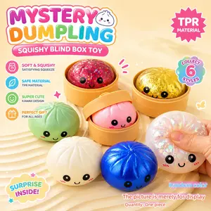 1 pc Glitter Dumpling Squeeze Toy, Cute Dumpling Stress Relief Kawaii Squishy, Fun Sensory Fidget Toy for Kids and Adults, Desk Fidget for Home, School and Office，Random style