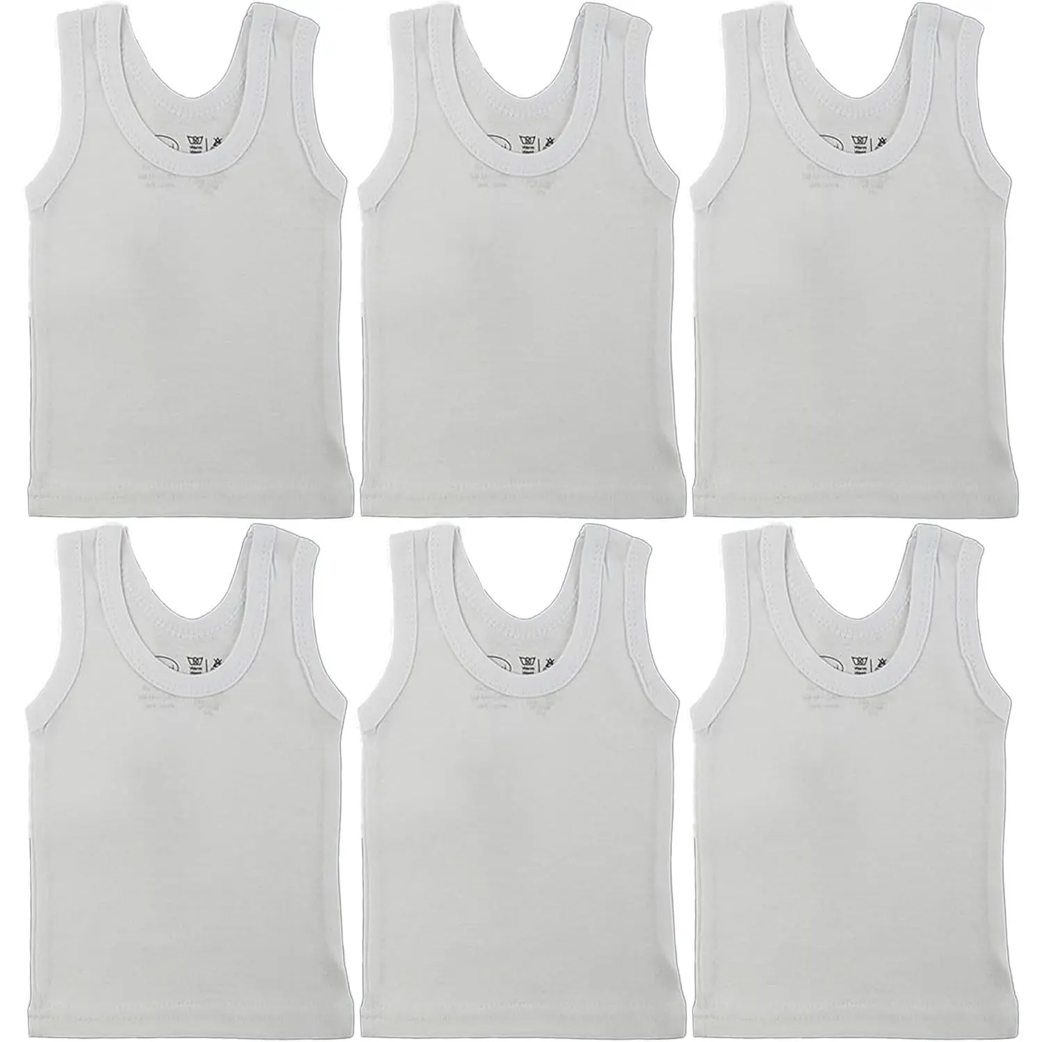 Newborn Baby Sleeveless Pack of 6 Tank Tops 100% Cotton Shirts, Short Sleeve Tees 0-24 Months Boys, Girls, Unisex