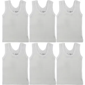 Newborn Baby Sleeveless Pack of 6 Tank Tops 100% Cotton Shirts, Short Sleeve Tees 0-24 Months Boys, Girls, Unisex