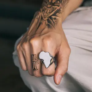 FaithHeart Rings Map of Africa Stainless Steel Thumb Ring Jewelry Halloween