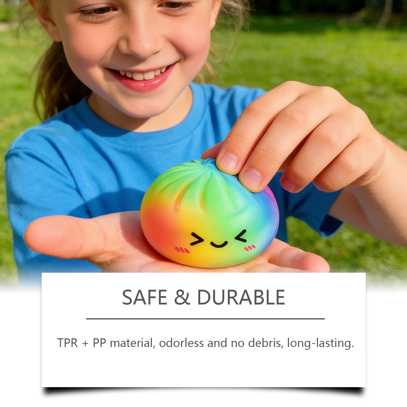 Smiling Face Big Dumpling Squishy Soft TPR Stress Relief Fidget Toy for Kids Cute Emoji Squeeze Toy Perfect Gift for Valentine’s Day & Easter Safe Durable Material