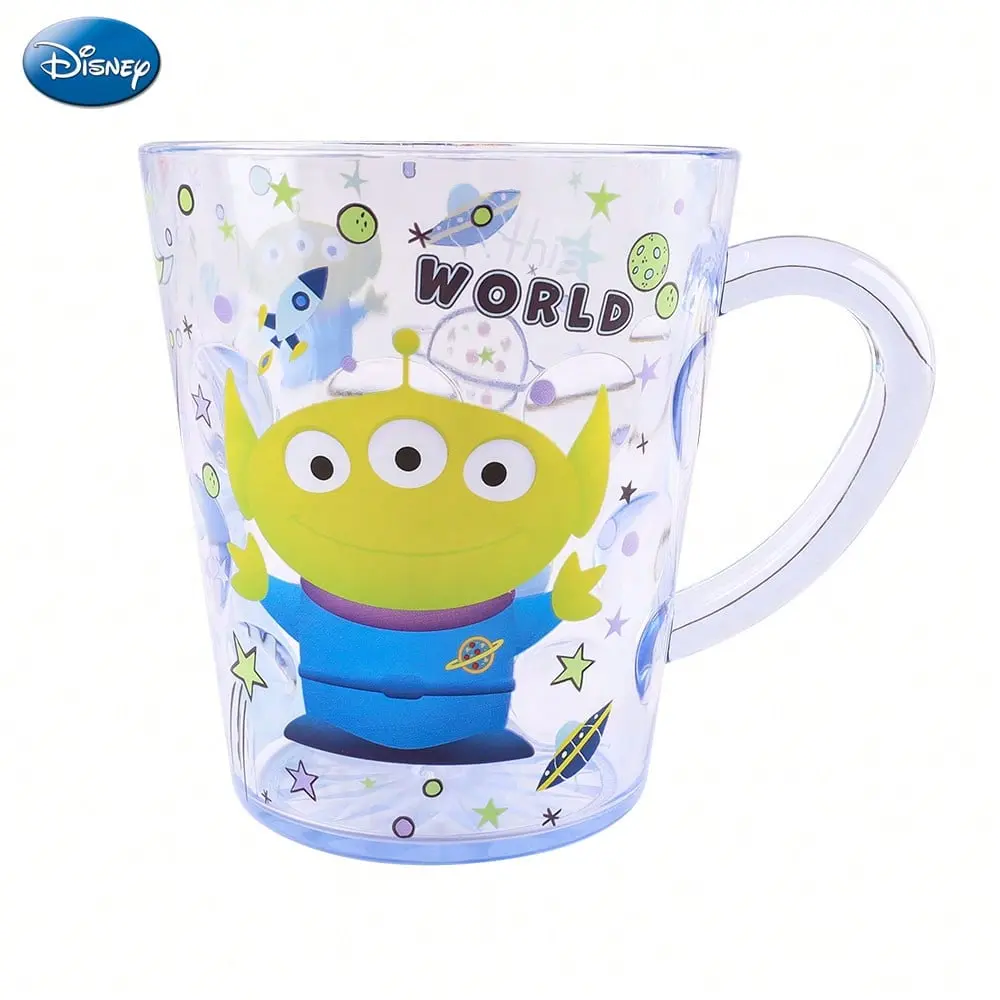 1PC Disney Officially Licensed Toy Story and Cars ABS Cup Set Featuring Alien Buzz Lightyear and Lightning Mcqueen Character Designs Space and Racing Themed Prints Food Grade Transparent Cups with Handle Daily Drinks Gift for Disney Fans