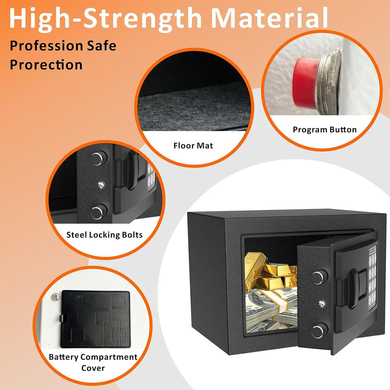 Mini Electronic Password Safe, Anti-theft Storage Lock Box, Ideal for Home Dorm Office Valuables Keeping, No Batteries