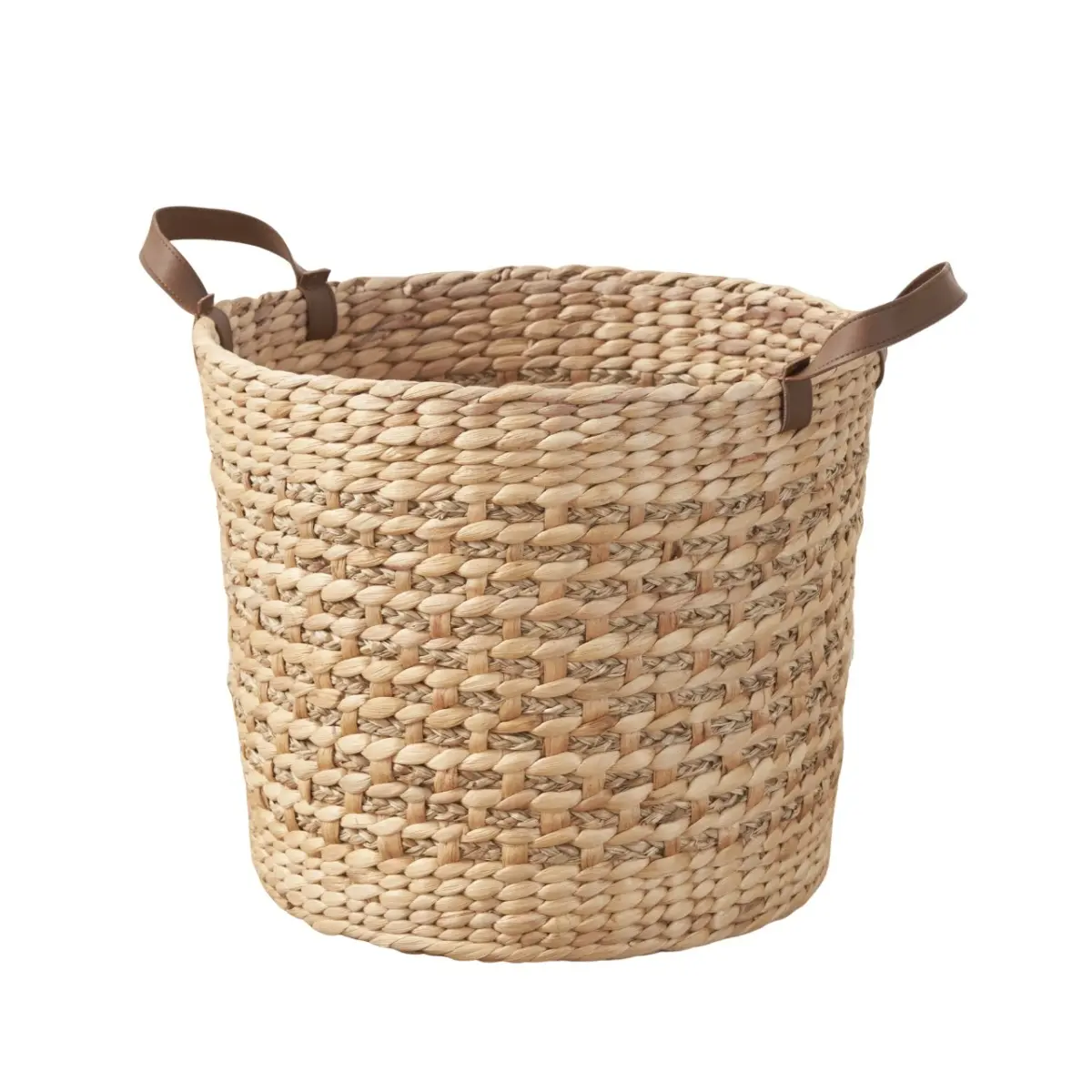 Fahuac Natural Brown Water Hyacinth Woven Storage Basket Organiser - Multipurpose Wicker Storage Basket, 15.7x15.7x15.7in Breathable Home Organizer for Blankets, Toys, Multipurpose Basket, Wicker Storage Baskets