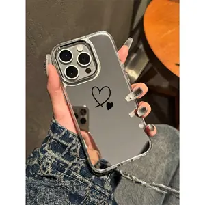 Heart-Shaped Mirror TPU Smartphone Case - Flexible-Fit Casing with Protection, Handheld Cellphone Accessory for iPhone 17/16/15/14/13/12/11, Ideal Birthday Gift for Friends, Compatible with Mobile Devices