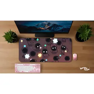 [ SALE UP 45% ] Soot Sprites Desk Mat Cute Susuwatari Art Mouse Pad Japanese Anime Desk Decor Gift