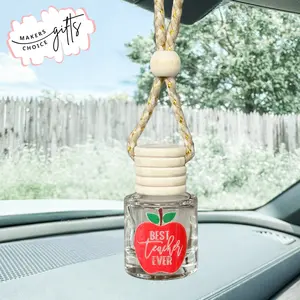Best Teacher Ever Apple Design Scented Car Air Freshener- Long Lasting Car Diffuser- Printed Hanging Car Diffuser