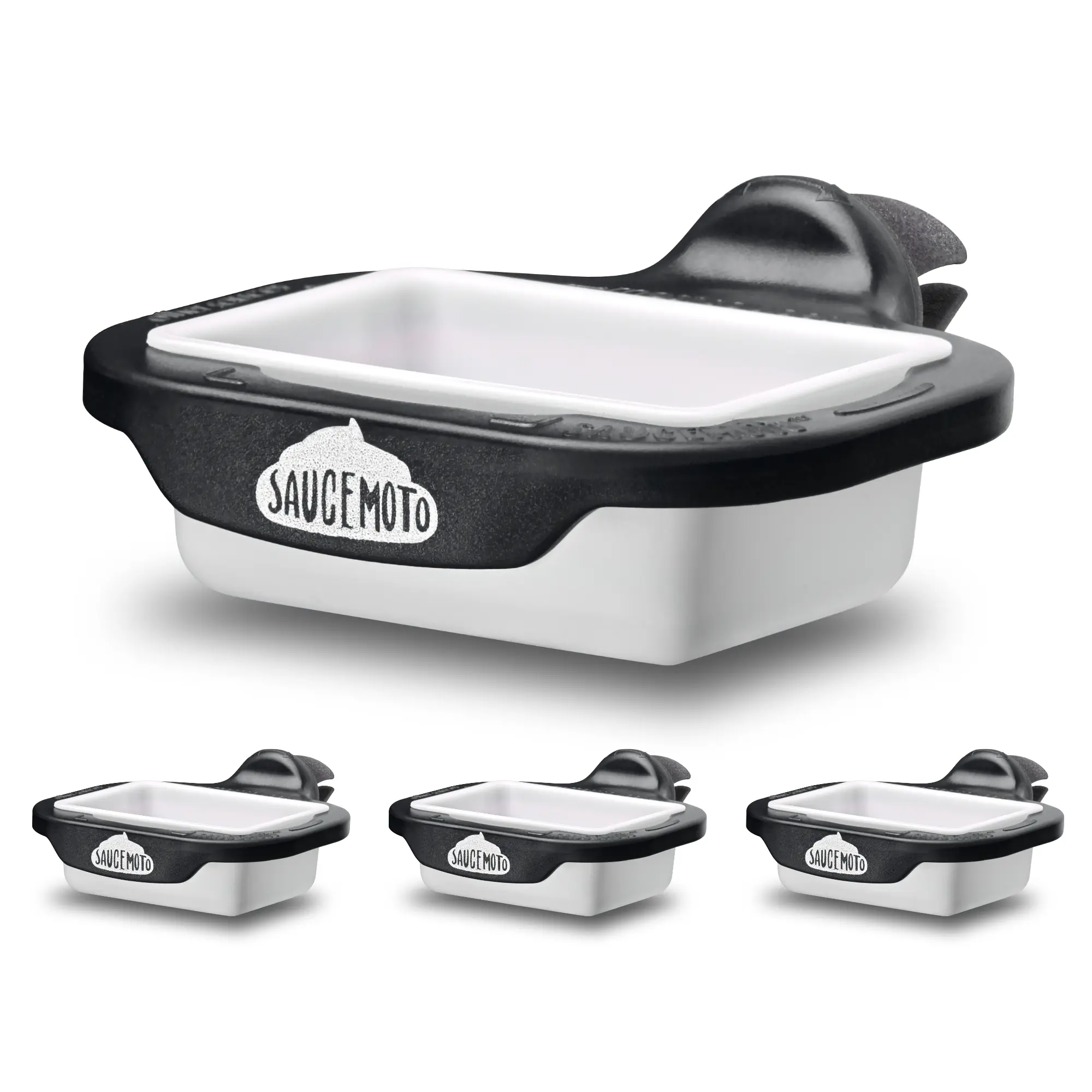 Saucemoto Dip Clip | Vehicle Sauce Holder — Black / 4-Pack – Universal Air Vent Mount with Reusable Sauce Cups for Ketchup Fans