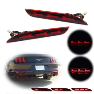 2pcs Sequential LED Rear Bumper Reflector Brake Signal lamps Lights For 2015 2016 2017 Ford Mustang, Replace OEM FR3B-17A848-A
